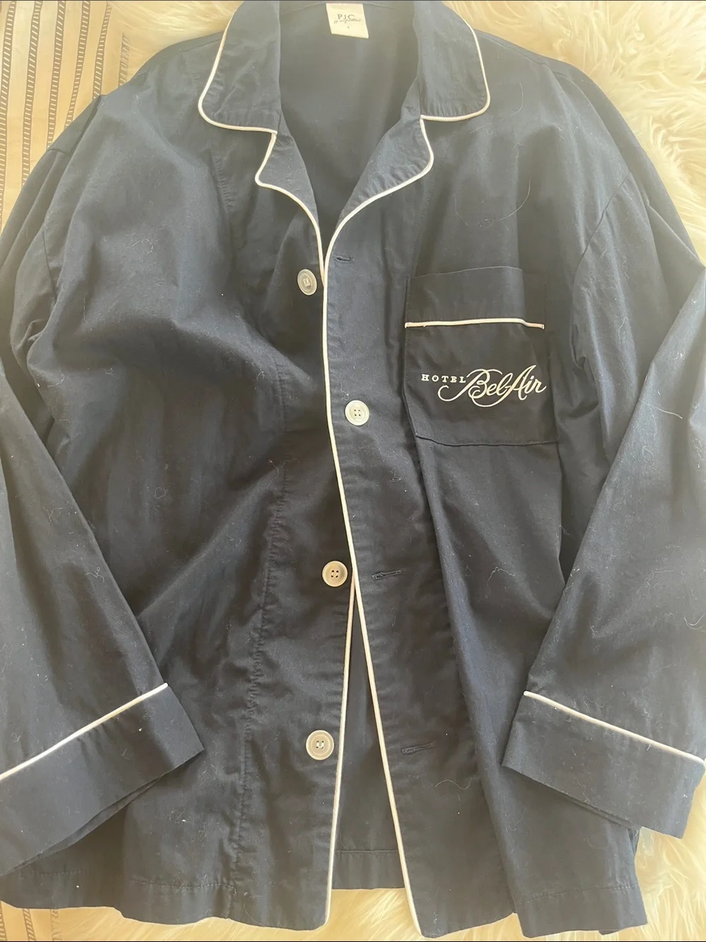 Hotel BelAir Navy Lightweight bed Jacket with Contrast Piping